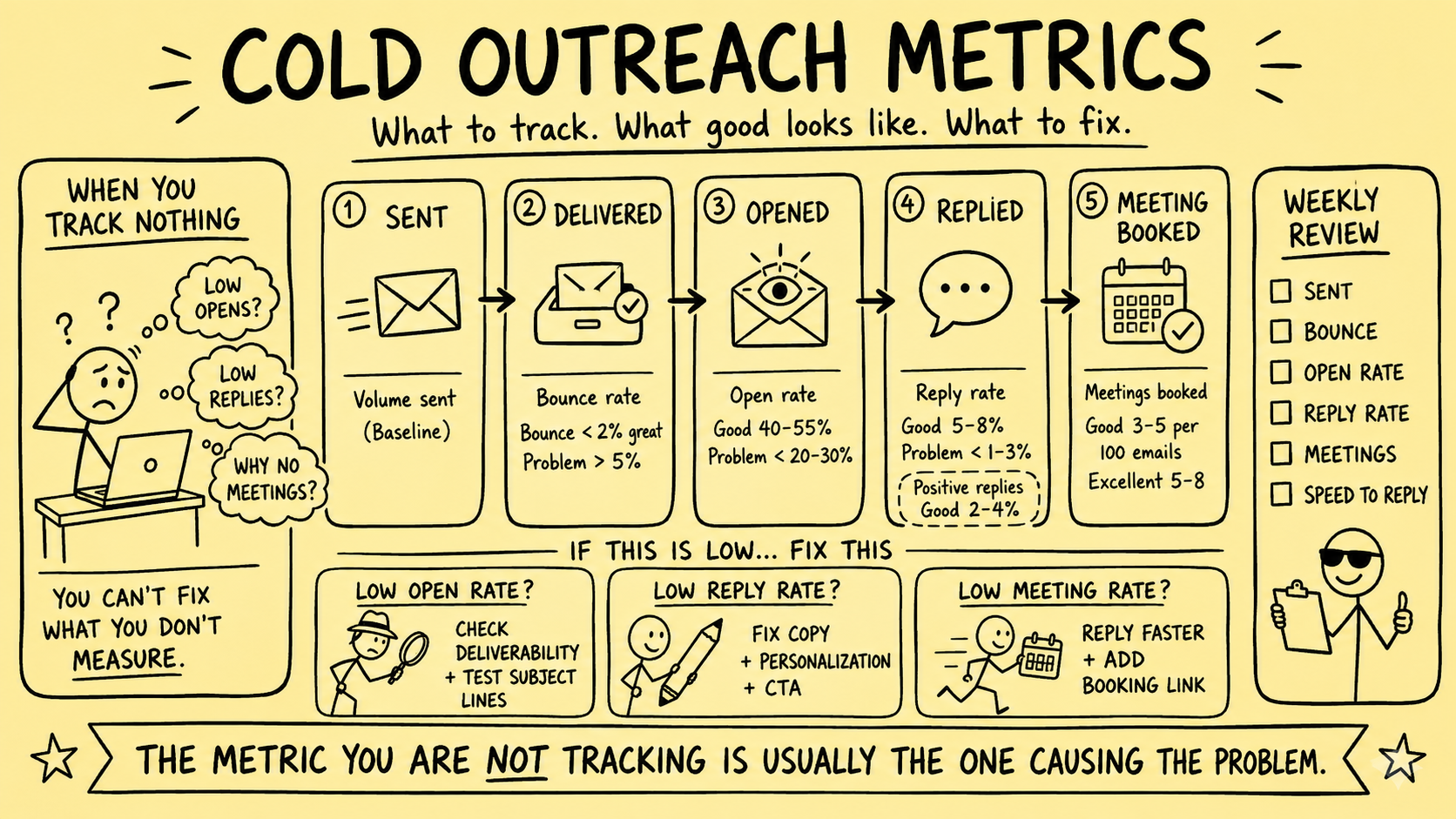 Cold Outreach Metrics: What to Track, What Good Looks Like, and How to Fix What's Broken